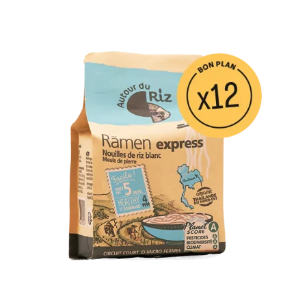 Nouilles ramen de riz blanc bio - 12 sachets de 280 g
