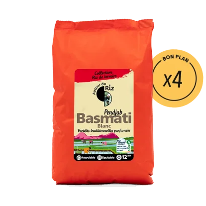 Riz Basmati blanc bio équitable - 4 sachets de 2 kg