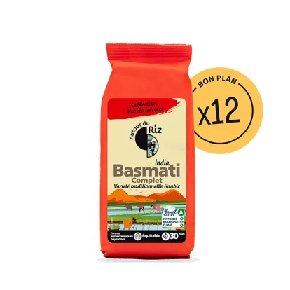 Riz Basmati complet bio équitable - 12 sachets de 500 g