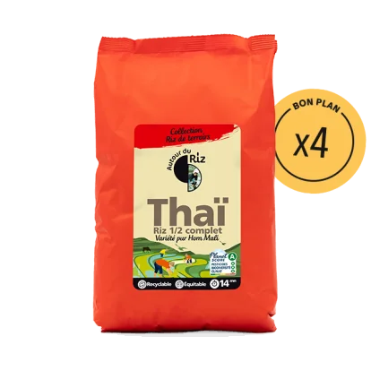 Riz thaï demi-complet bio équitable - 4 sachets de 2 kg
