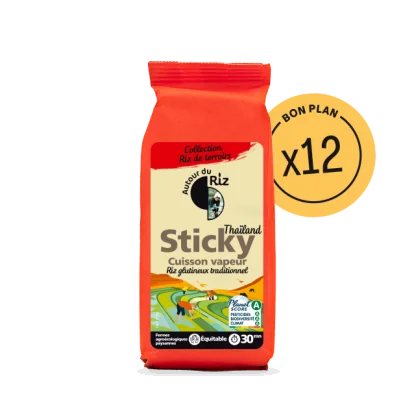 Sticky rice bio équitable - 12 sachets de 500 g
