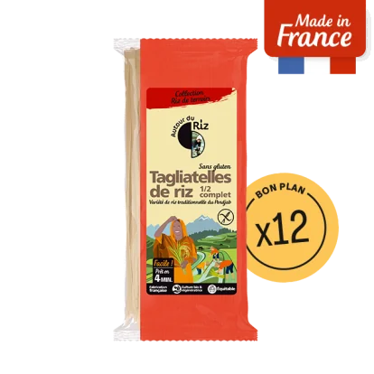 Tagliatelles bio de riz demi-complet - 12 sachets de 400 g