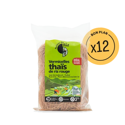 Vermicelles de riz bio rouge - 12 sachets de 240 g
